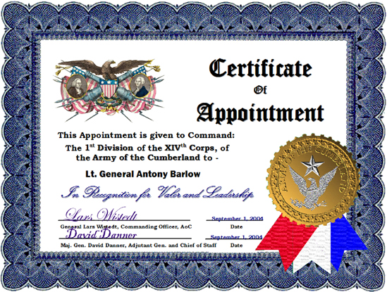 Certificate of Apointment